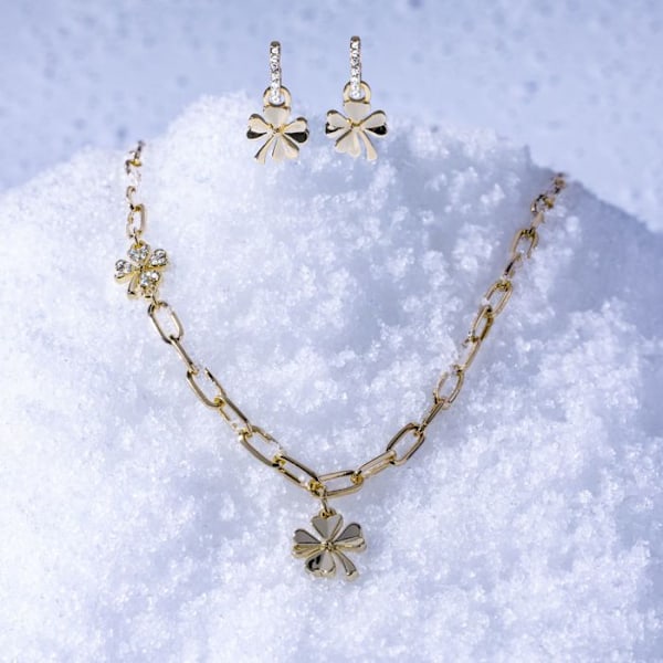 Halsband - Luxenter - Brilliant - Guld 18K - Kubisk zirkon - Längd 43 cm + 5 cm