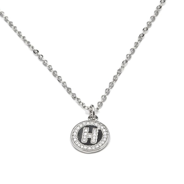 Halsband - Luxenter - Bokstav H - Zirkonium briljant - Rhodiumpläterad - 42 cm + 3 cm