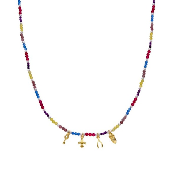 Collier - Luxenter - Busde - Argent 925 - Guld 18k - Multifarvede krystaller Flerfärgad