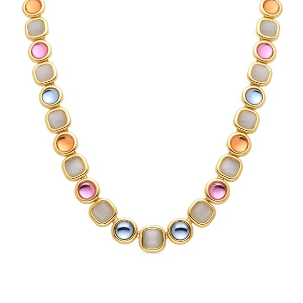 Halsband - Luxenter - Mante - Guld 18K - Flerfärgad kristall - 42 cm + 3 cm förlängning Flerfärgad