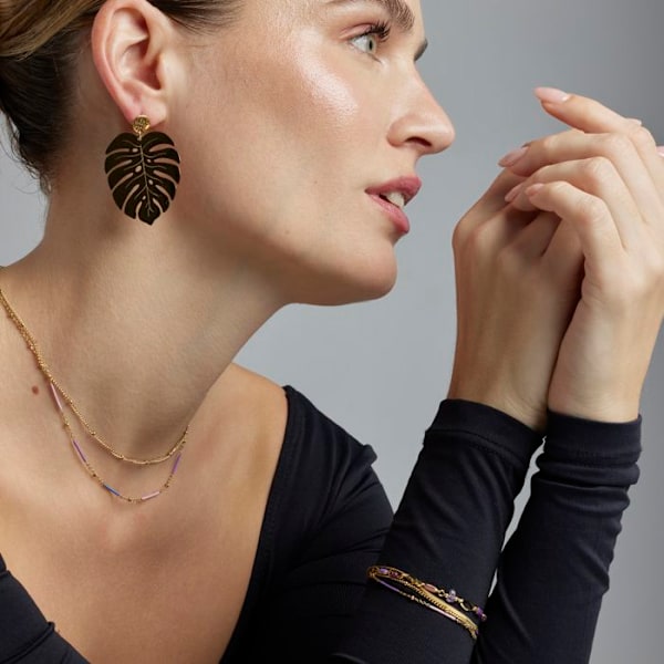 Collier - Luxenter - Lueo - Gult guld 18k - Mångfärgad lack - 42 cm + 3 cm förlängning Flerfärgad