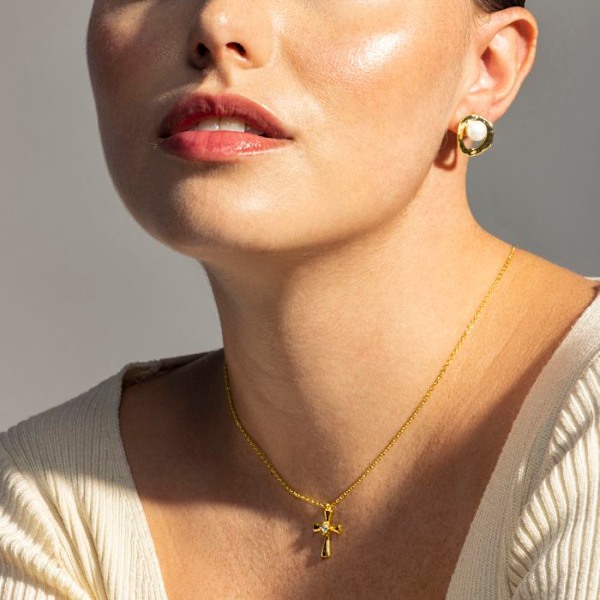 Collier - Adxi - Kubisk zirkon - Gult guld 18K - Justerbar hängsmycke - Kvinna