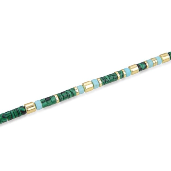 Armbånd - Ihun - Sølv 925 - 18 Karat Guldbelægning - Malakit - One Size Grön