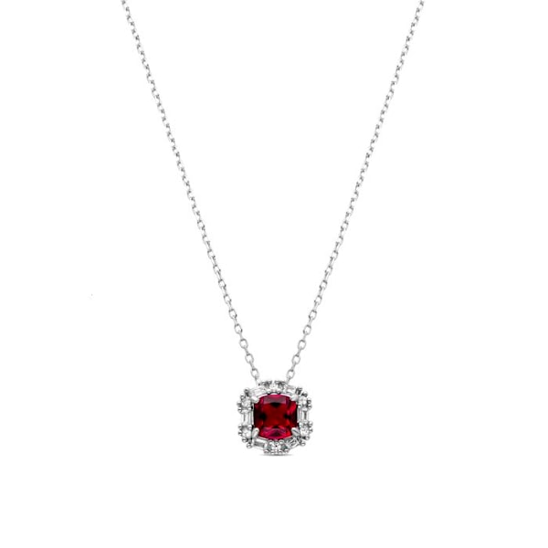 Halsband - Luxenter - Zemoa - Silver 925 - Rubinzirkon - 42 cm + 3 cm förlängning