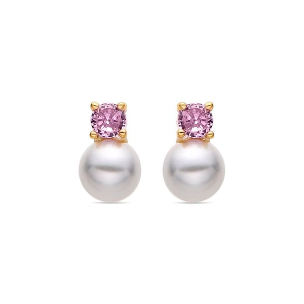 Øreringe - Luxenter - Yaric - Sølv 925 - Pink zirkonium - 18k guld