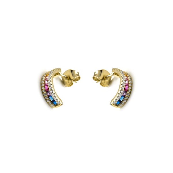 Örhängen - Luxenter - Bhaime - Silver 925 - Flerfärgad zircon - Guld 18k Flerfärgad