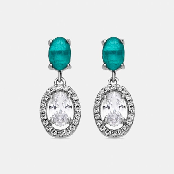 Øreringe - Luxenter - Nimim - Sølv 925 - Hydrotermal kvarts grøn - Rhodium-belagte Ljusgrön