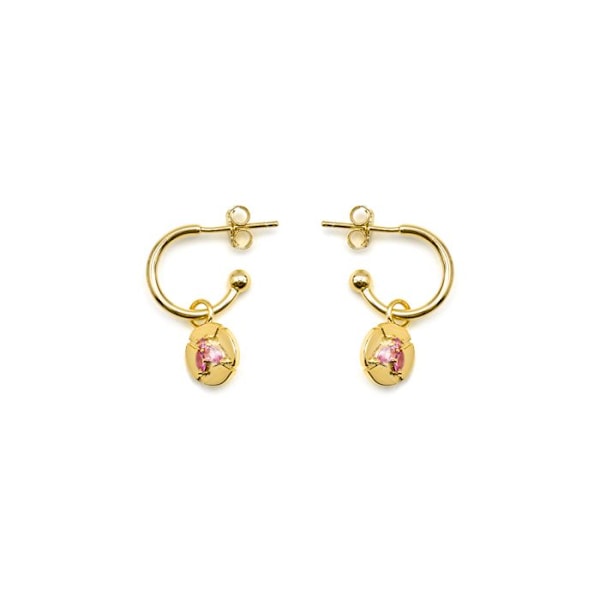 Øreringe - Luxenter - Ufore - Argent 925 - Rosa zircon - Guld 18k