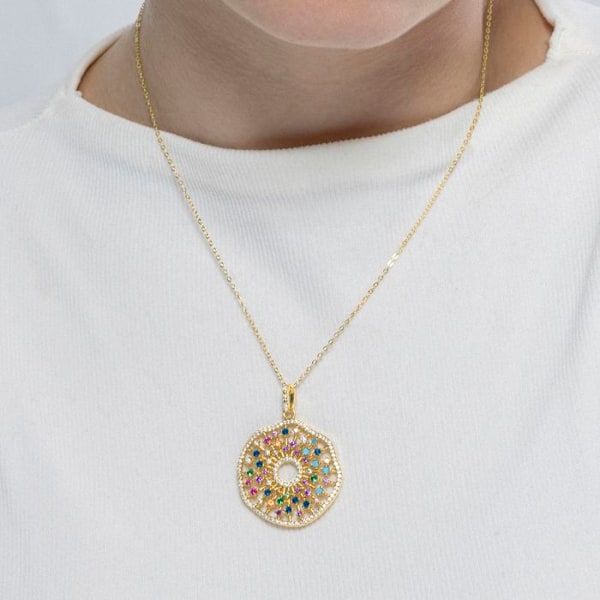 Collier - Luxenter - Xodoa - Argent 925 - Zircone multicolor - Guld 18K Flerfärgad