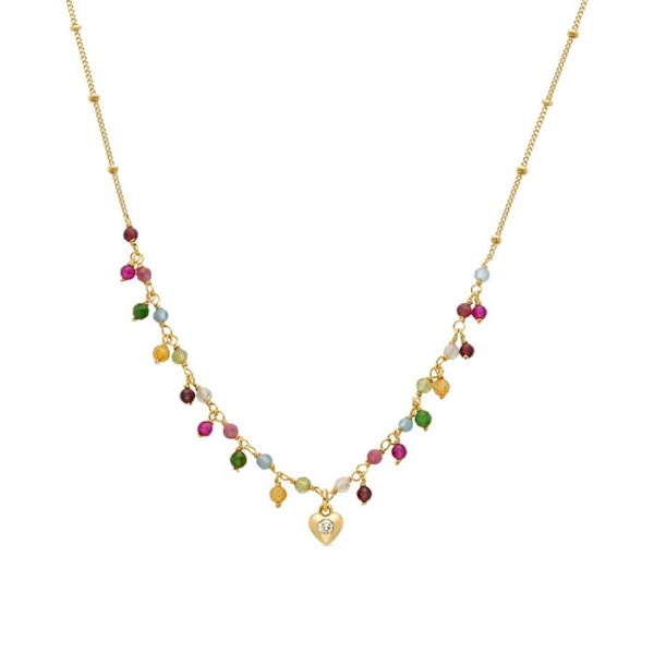 Collier - Luxenter - Wyrm - Guld 18K - Flerfärgad kristall - 41 cm + 3,5 cm förlängning Flerfärgad