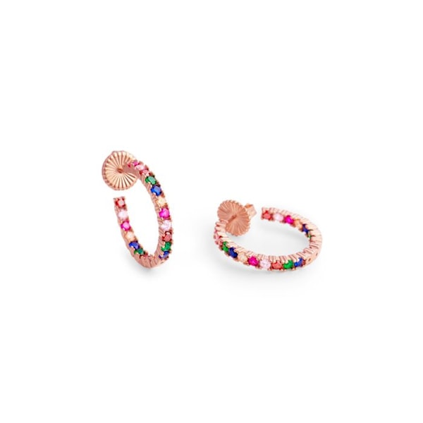 Örhängen - VYAMBA - Argent 925 - Roséguld - Zirkoniumoxid - Flerfärgad Flerfärgad