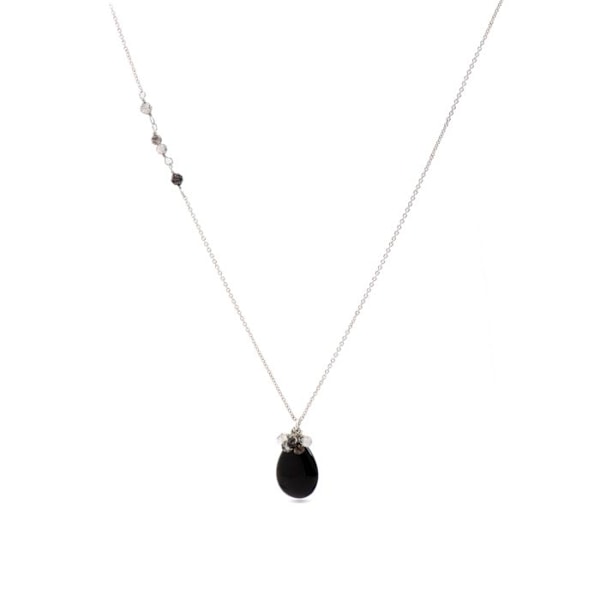 Collier - Adak - Legering - Rhodium - Onyx - One size - Sort Svart