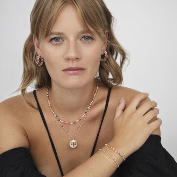 Armbånd Luxenter i 925 sølv med multikolore krystaller og 18 karat gult guld - Ufela Flerfärgad