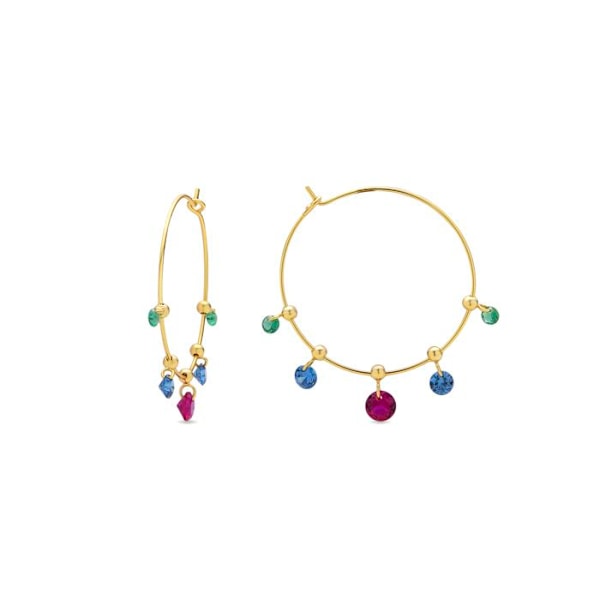 Boucles d'oreilles Luxenter i 925 sølv og multicolor zircon færdig i 18k guld - Yhapec Flerfärgad