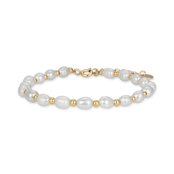 Armband - Zul - Silver 925 - Vit pärla - Guld 18K - 19 cm Vit