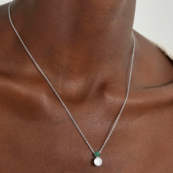 Collier - Luxenter - Naiuh - Silver 925 - Zirkon smaragd - 42 cm + 3 cm förlängning