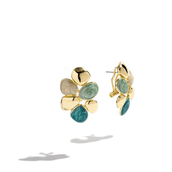 Örhängen - Niro - Grön resin - 18K guld - Längd 35 mm - Kvinna Grön