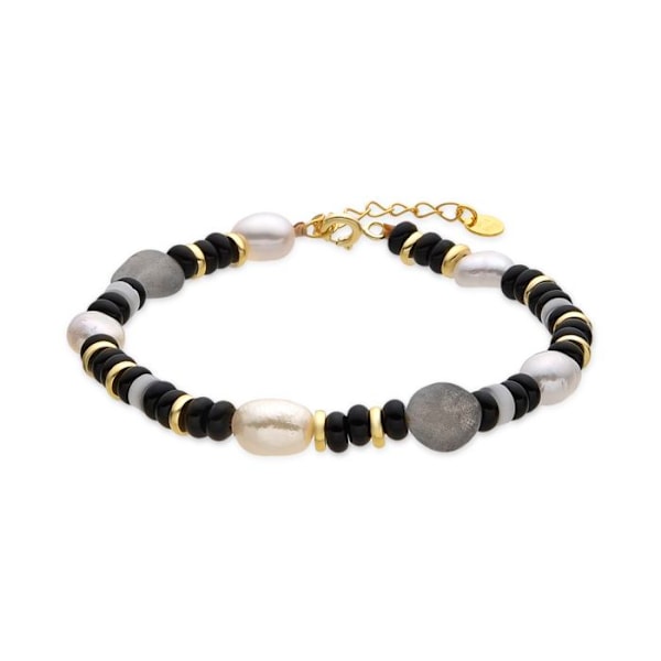 Armband - Nanys - Onyx - Silver 925 - Guld 18k - 16cm + 3cm förlängning Svart