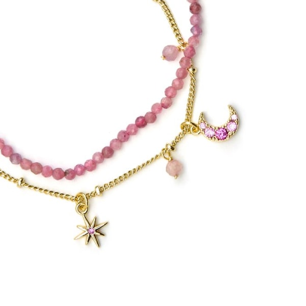 Armbånd - Luxenter - Ethal - Rosa krystal - 18k guld - Længde 16 cm + 3 cm Rosa