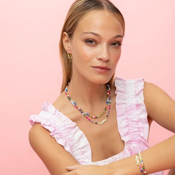 Collier - Luxenter - Mama - Argent 925 - Multifarvet krystal - 18k guld Flerfärgad