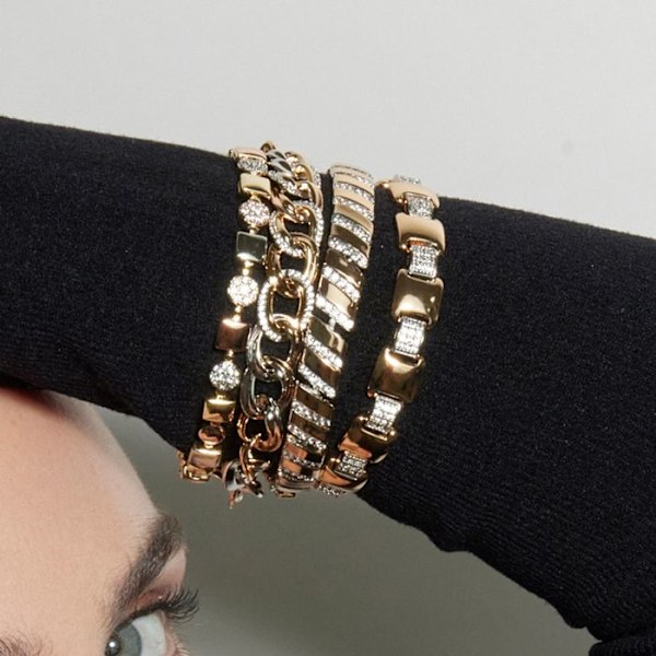 Armband - Luxenter - Sured - Gult guld 18k - Vit zirkon - 19 cm x 9 mm