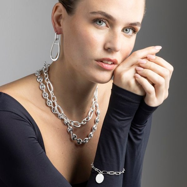 Halsband - Luxenter - Oplie - Rhodiumpläterad - Längd 42 cm - Silverfärgad