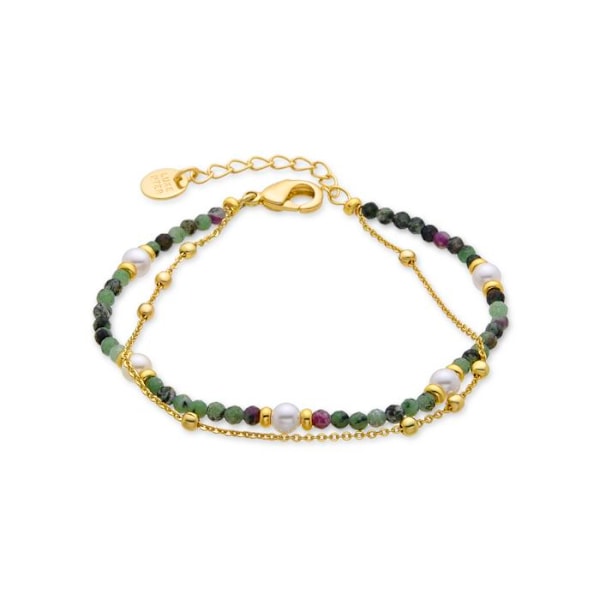 Armband - Luxenter - Stripe - 18 karat guld - Vita pärlor - 16 cm + 3 cm förlängning Vit