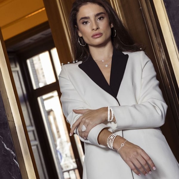 Collier - Legende Sten - 925 Sølv - Zircon - One Size - Kvinde Vit