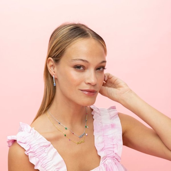 Collier - Luxenter - Mama - Sølv 925 - Multifarvet zircon - Guld 18k Flerfärgad