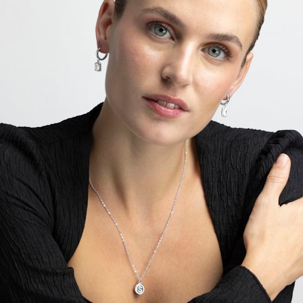 Collier - Luxenter - Alphabet S - Zirconium - Rhodiumbelagt - 42 cm + 3 cm forlængelse