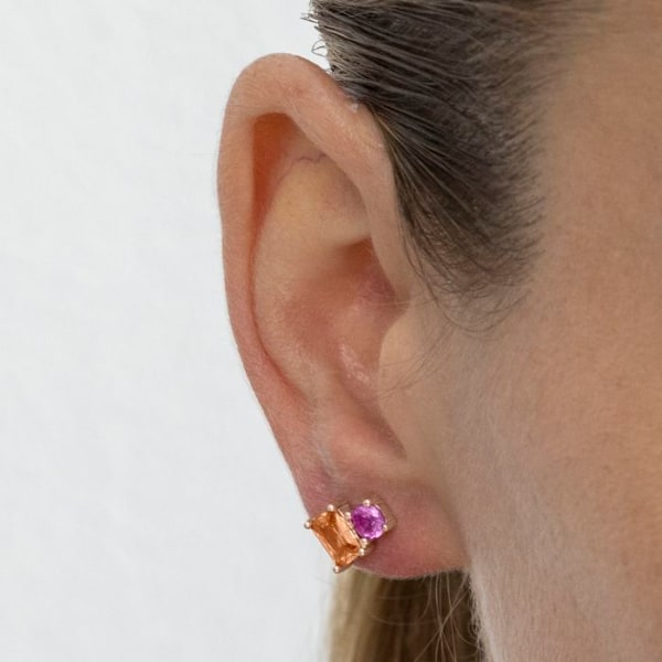 Örhängen - Luxenter - Eleon - Silver 925 - Flerfärgad zirkon - Guld 18k Flerfärgad