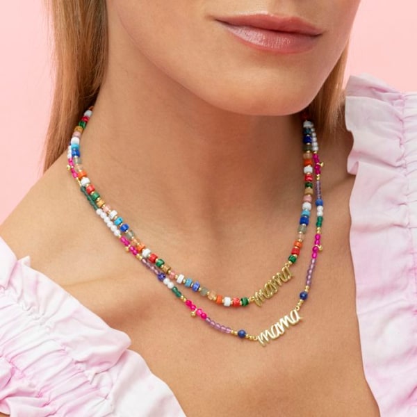 Collier - Luxenter - Mama - Silver 925 - Flerfärgad kristall - Gult guld 18k Flerfärgad