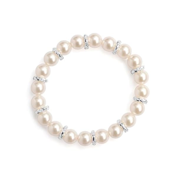 Armband - LUXENTER - Clasow - vita pärlor - silverfinish - dam Vit