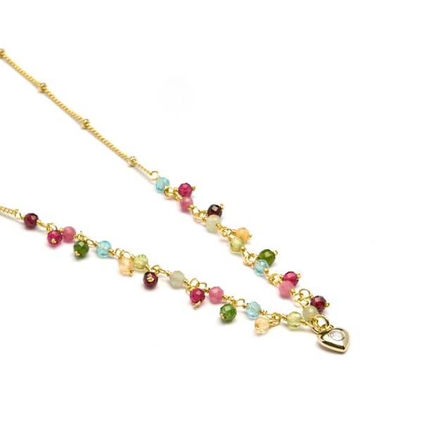 Collier - Luxenter - Wyrm - Guld 18K - Flerfärgad kristall - 41 cm + 3,5 cm förlängning Flerfärgad