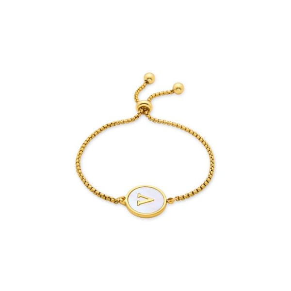 Armbånd - Luxenter - Bogstav V - Hvid perlemor - 18K guld - Personlig smykke Vit
