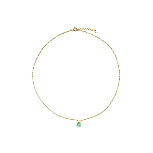 Collier Luxenter i 925 sølv og pastelgrønnd hydrotermisk kvarts med 18k guld finish - Akma Pastellgrön