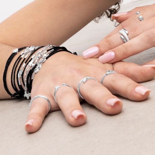 Armbånd - Luxenter - Tiek - Rhodium - Zirkon kubisk - 17 cm + 3 cm forlængelse