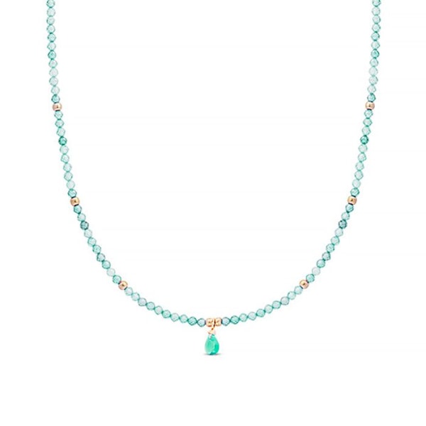 Collier - Athat - 18 Karat Guldpladeret Legering - One Size - Grøn - Amazonit Grön