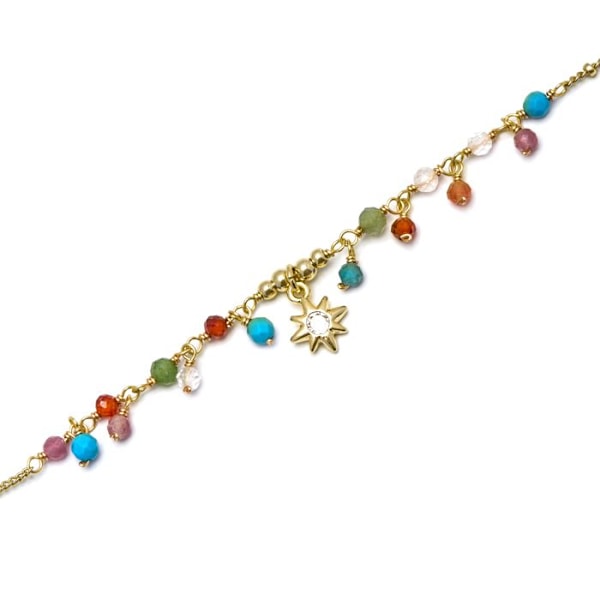 Armbånd - Luxenter - Wyrm - Multifarvet krystal - 18K guld - 16cm + 3cm forlængelse Flerfärgad