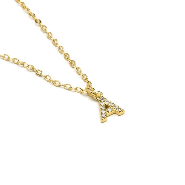 Collier Luxenter med brillant zirkonia i 18k guld - Alphabet A