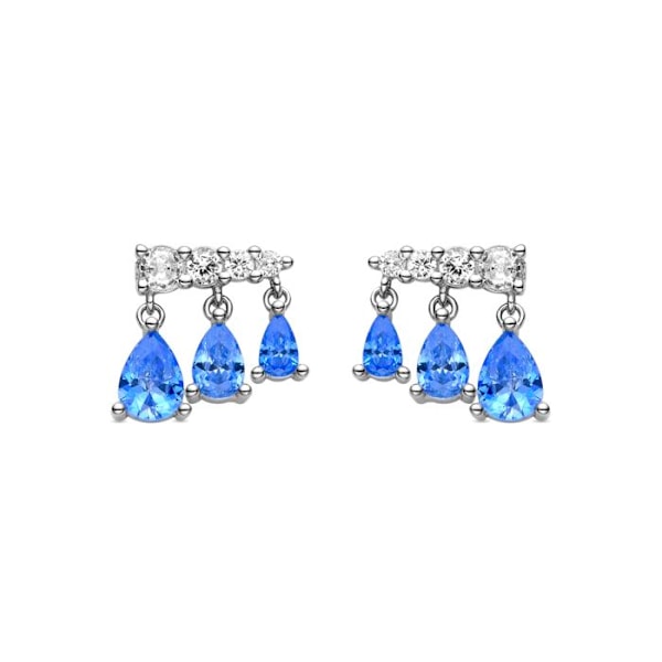 Örhängen - Dapak - 925 Silver - Syntetisk safir - Rhodiumpläterad - 14,5 mm x 12 mm