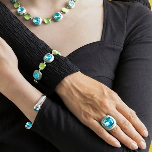Armband - Luxenter - Danio - Blå kristall - Rhodiumpläterad - 6 mm bredd Blå