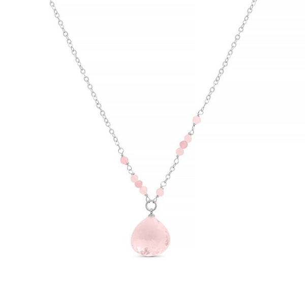 "Collier - Zoqoyi - Rhodiumlegering - Hydrotermal Rosa Kvarts - One Size - Roséguld" Rosa