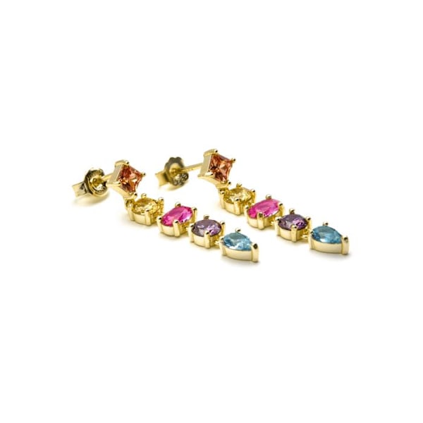 Luxenter øreringe i 925 Sølv og multicolor zirkon med 18k guldfinish - Tamek Flerfärgad