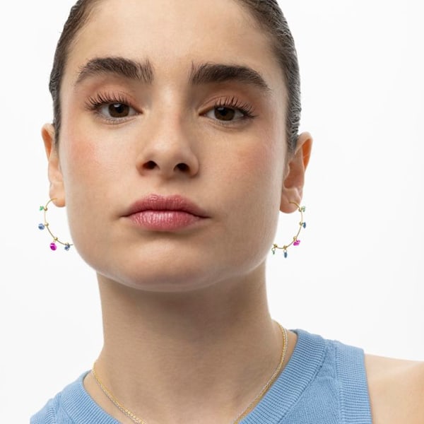 Boucles d'oreilles Luxenter i 925 sølv og multicolor zircon færdig i 18k guld - Yhapec Flerfärgad