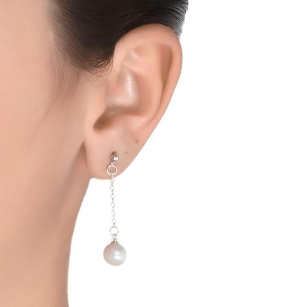 Øreringe - Kenitna - Sterling sølv 925 - Hvid perle - Rhodium-belægning - Stud/Pind Vit