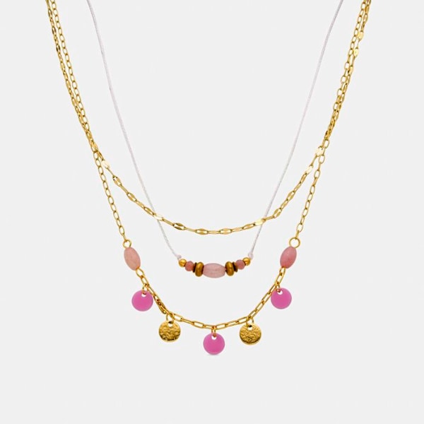 Collier - Luxenter - Omlia - Kvartsrose - 18k guld - Længde 42 cm + 3 cm