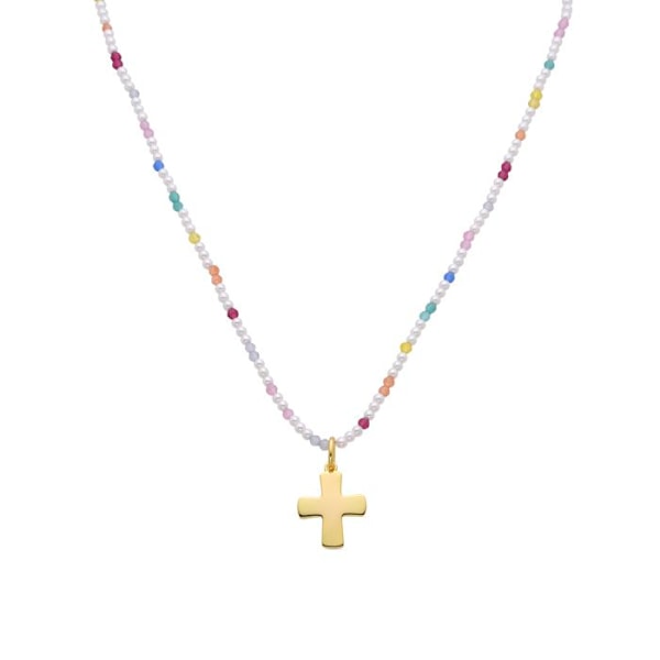 Collier - Luxenter - Risti - Hopea 925 - Keltakulta 18k - Moniväriset zirkonit Flerfärgad