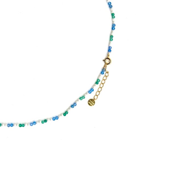 Collier - Dirhum - Sølv 925 - Guld 18k - Mørkeblå krystal - 42 cm + 3 cm forlængelse Mörkblå