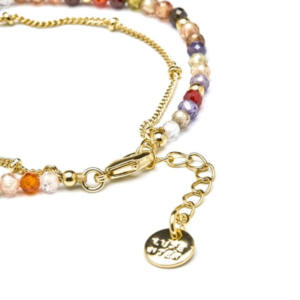 Armband - Raxsu - Flerfärgad - Guld 18K - 16 cm + 3 cm förlängning - Kristall Flerfärgad